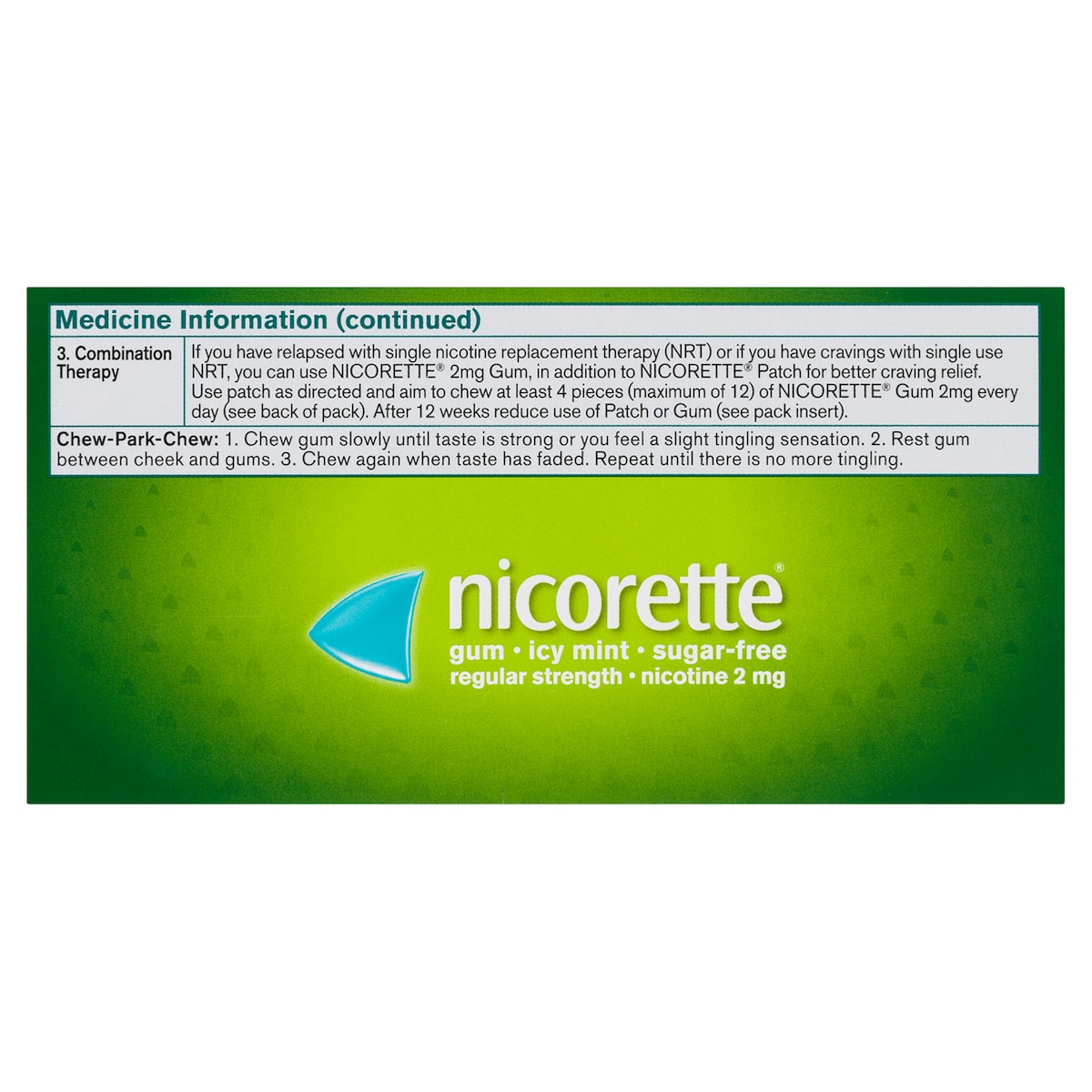 Nicorette Quit Smoking Nicotine Gum 2Mg Icy Mint 105 Pieces