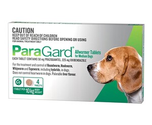 Paragard All Wormer For Medium Dogs 4 Tablets